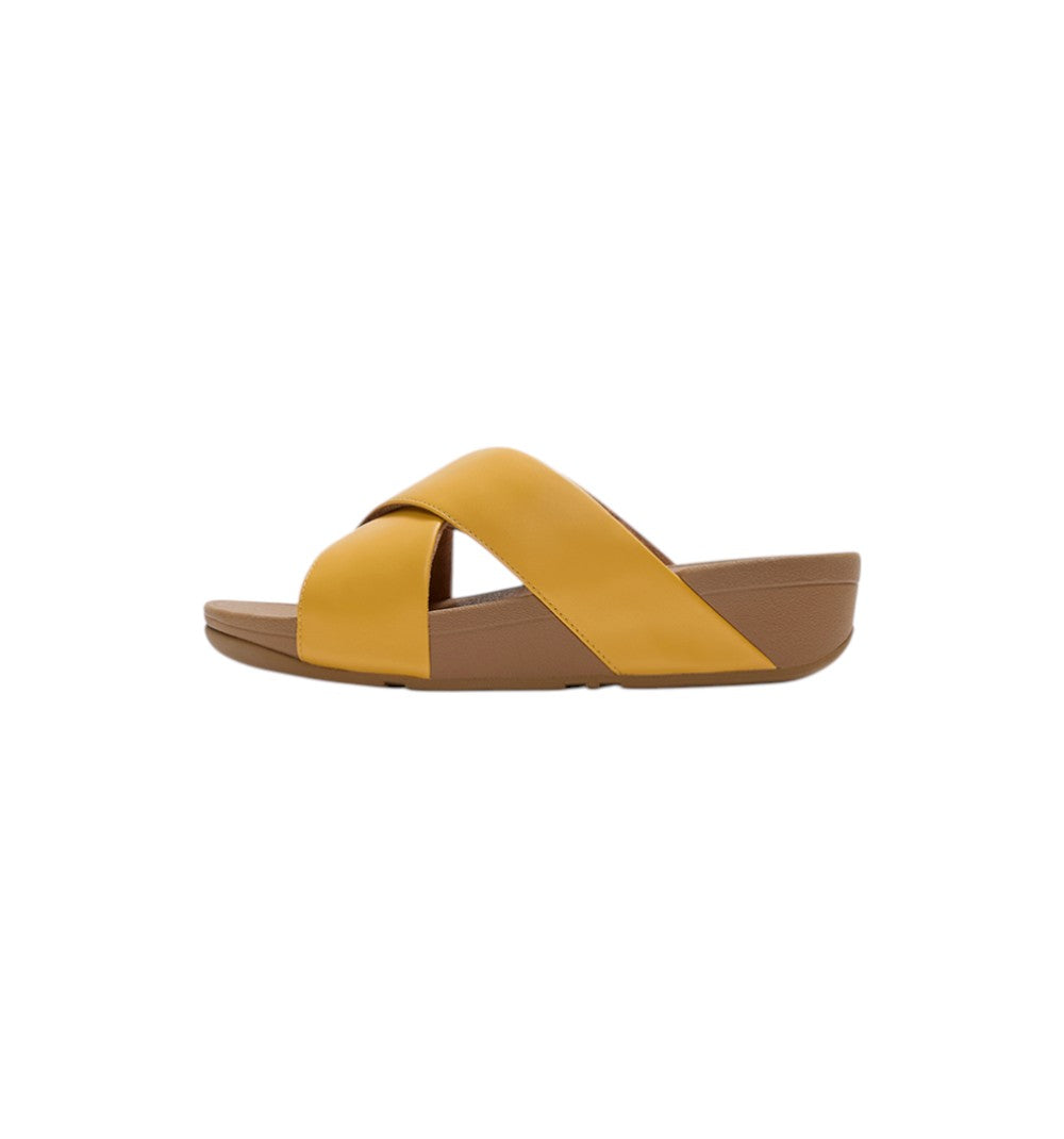 FitFlop Women's Lulu Cross Slide Leather Honey Gold K04-D65