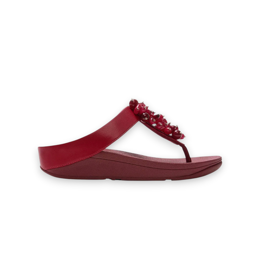 FitFlop Women's Flip Flops Fino Toe Post Multishaped Beads Red A2D-D47