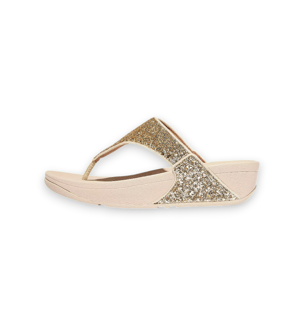 FitFlop Women's Lulu Toe Post Glitter Platinum X03-675