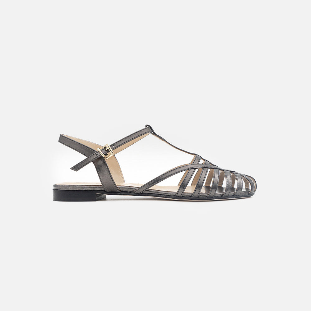 '- ["Artigianato","Donna","Eva Picci","Sandali Eleganti","Scarpe"] - Sandali Da Donna Eva Picci 1177 Sandalo Gabbietta Metallizzato Nero - Lupis SRL