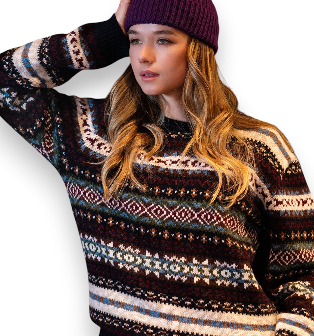 Maglione Girocollo In The Box Fantasia Jacquard Blu Multicolor FW250159-105