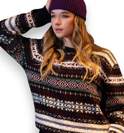 In The Box Crew Neck Sweater Jacquard Pattern Blue Multicolor FW250159-105